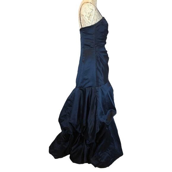 Impression Strapless gown ruching to side bustled back navy dress size 14 - Picture 6 of 12